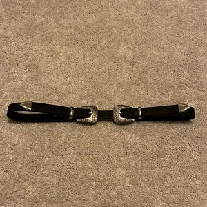 Target Western style belt size medium. Black belt with silver buckles and detail